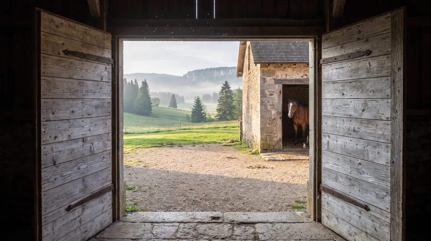 Entrée, Écurie du Mas en Vercors, centre équestre à Lans-en-Vercors