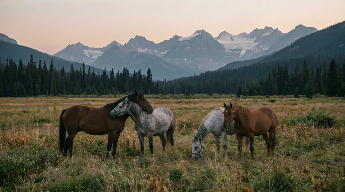 Chevaux en liberté, Écurie du Mas en Vercors, Isère